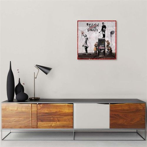 Tableau Banksy Graffiti Collection D'œuvres 60 X 60 Cm Rouge