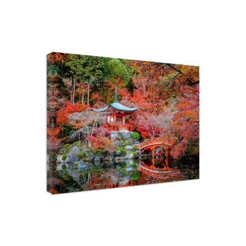 Tableau Jardin à La Japonaise 50 X 70 Cm Rouge
