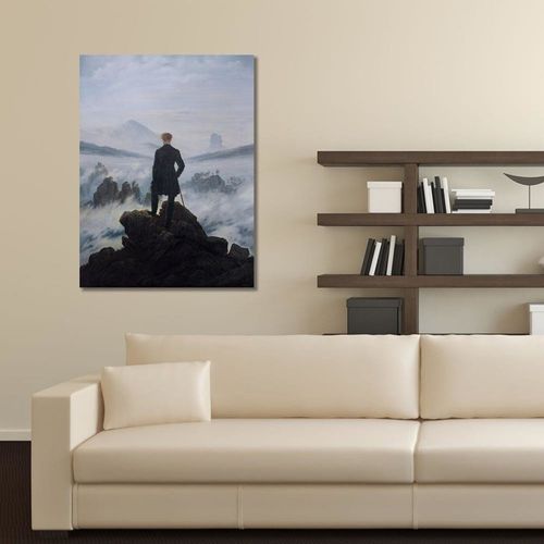 Tableau Vagabond Au-dessus De La Mer De Brouillard 40 X 60 Cm Bleu