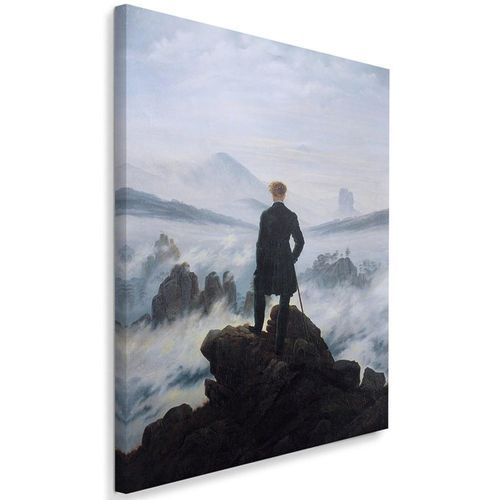 Tableau Vagabond Au-dessus De La Mer De Brouillard 40 X 60 Cm Bleu