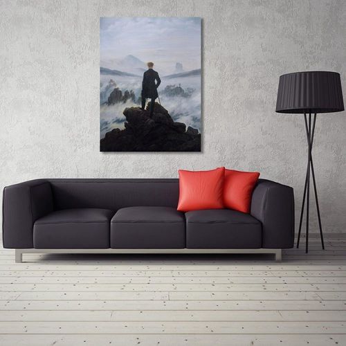 Tableau Vagabond Au-dessus De La Mer De Brouillard 40 X 60 Cm Bleu