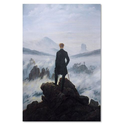 Tableau Vagabond Au-dessus De La Mer De Brouillard 40 X 60 Cm Bleu