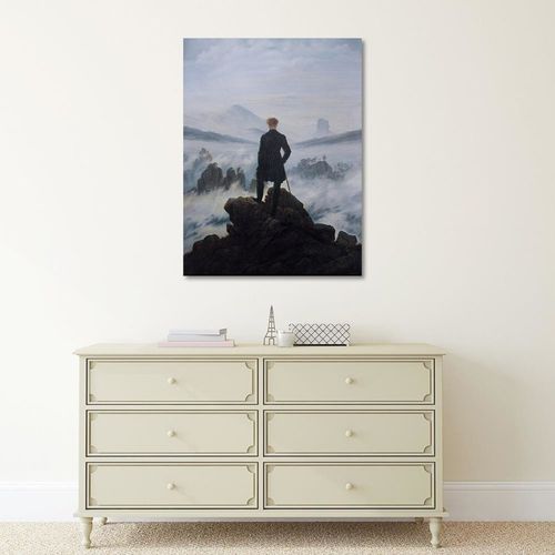 Tableau Vagabond Au-dessus De La Mer De Brouillard 40 X 60 Cm Bleu