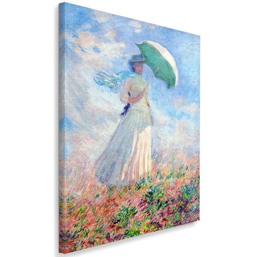 Tableau Une Femme Avec Un Parapluie Tourné Vers La Droite 40 X 60 Cm Bleu