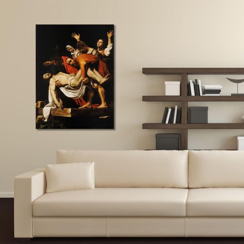 Tableau Reproduction Photo Du Caravage - Descente De Croix 70 X 100 Cm Marron