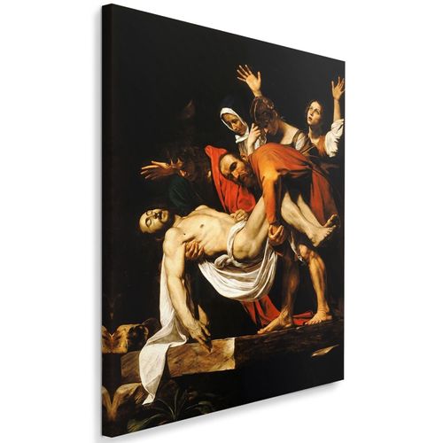 Tableau Reproduction Photo Du Caravage - Descente De Croix 70 X 100 Cm Marron