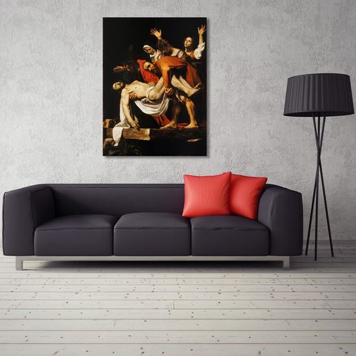 Tableau Reproduction Photo Du Caravage - Descente De Croix 70 X 100 Cm Marron