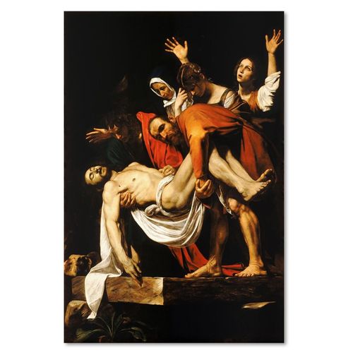 Tableau Reproduction Photo Du Caravage - Descente De Croix 70 X 100 Cm Marron