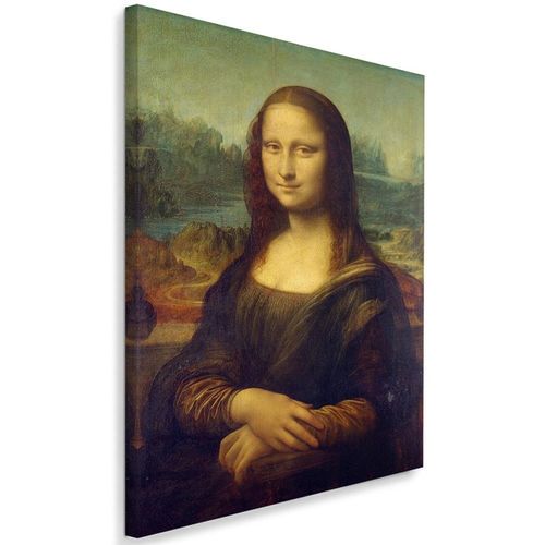 Tableau Reproduction Photo De Leonardo Da Vinci - Mona Lisa 70 X 100 Cm Marron