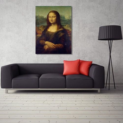 Tableau Reproduction Photo De Leonardo Da Vinci - Mona Lisa 70 X 100 Cm Marron
