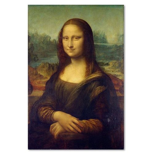 Tableau Reproduction Photo De Leonardo Da Vinci - Mona Lisa 70 X 100 Cm Marron