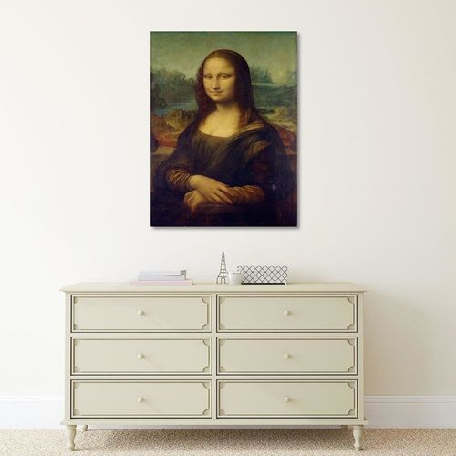 Tableau Reproduction Photo De Leonardo Da Vinci - Mona Lisa 70 X 100 Cm Marron