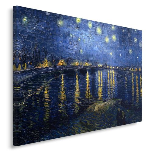 Tableau Reproduction Photo De V. Van Gogh - Nuit Étoilée Sur Le Rhône 40 X 60 Cm Bleu