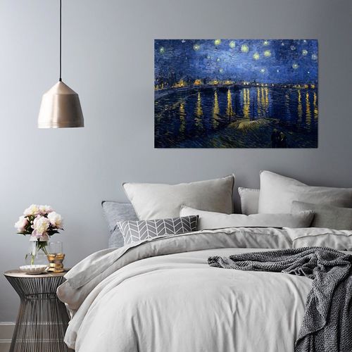 Tableau Reproduction Photo De V. Van Gogh - Nuit Étoilée Sur Le Rhône 40 X 60 Cm Bleu