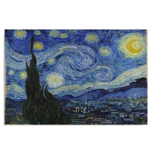 Tableau Image De Reproduction De V. Van Gogh - Nuit Étoilée 40 X 60 Cm Bleu