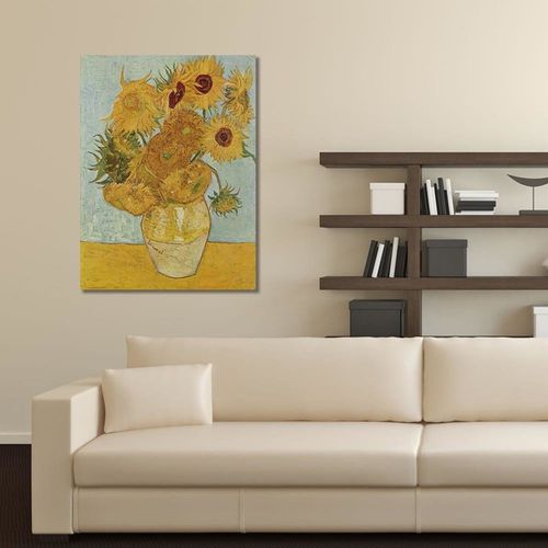 Tableau Reproduction Photo De V. Van Gogh - Tournesols 70 X 100 Cm Jaune