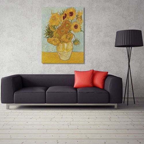 Tableau Reproduction Photo De V. Van Gogh - Tournesols 70 X 100 Cm Jaune