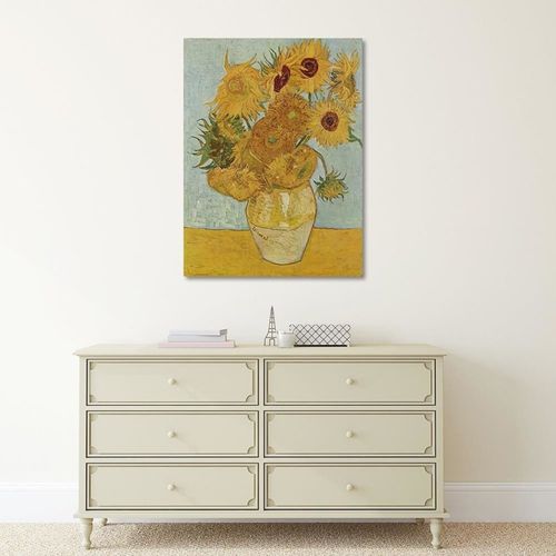 Tableau Reproduction Photo De V. Van Gogh - Tournesols 70 X 100 Cm Jaune