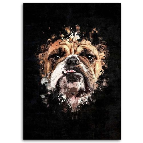Tableau Bulldog Anglais 40 X 60 Cm Noir