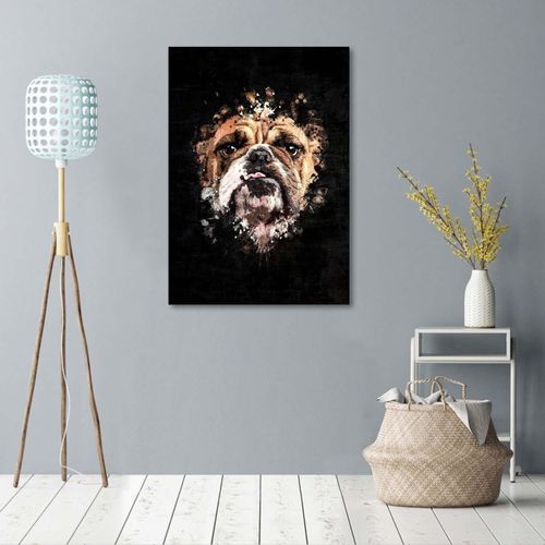 Tableau Bulldog Anglais 40 X 60 Cm Noir