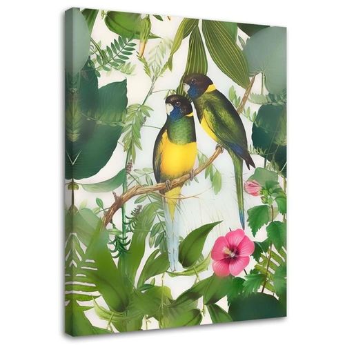 Tableau Deux Perroquets 40 X 60 Cm Vert