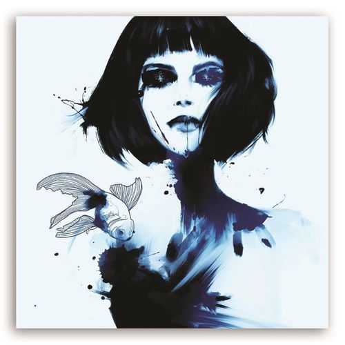 Tableau La Femme Et Le Poisson 60 X 60 Cm Bleu