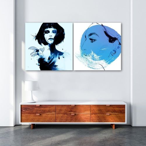 Tableau La Femme Et Le Poisson 60 X 60 Cm Bleu