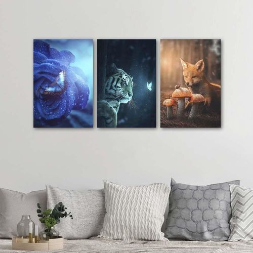 Tableau Papillon Assis Sur Une Fleur 70 X 100 Cm Bleu