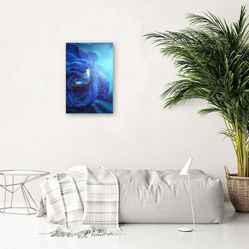 Tableau Papillon Assis Sur Une Fleur 70 X 100 Cm Bleu