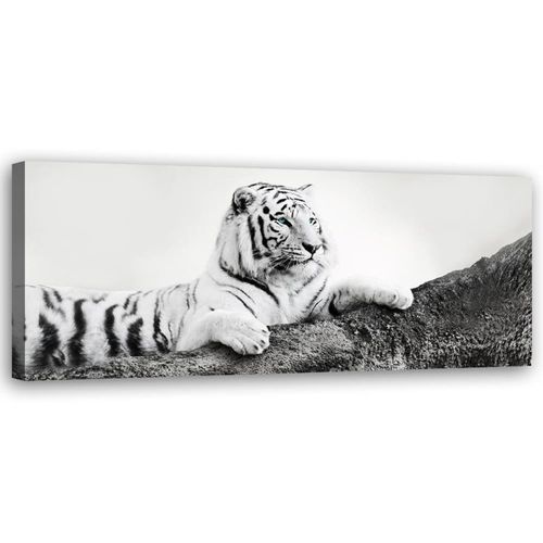 Tableau Le Tigre Vigilant 140 X 45 Cm Noir