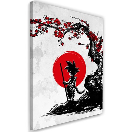 Tableau Dragon Ball Son Goku Sous Un Cerisier I 60 X 90 Cm Rouge