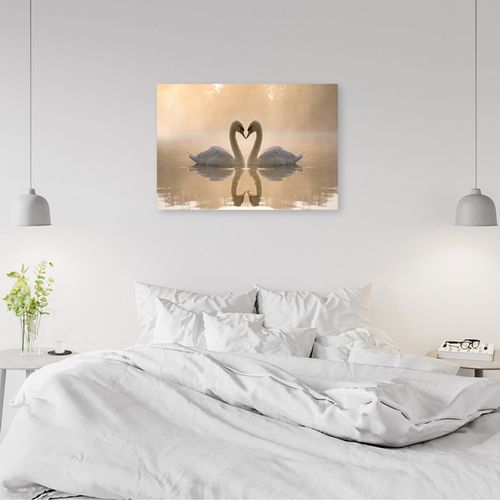 Tableau Deux Cygnes 90 X 60 Cm Beige