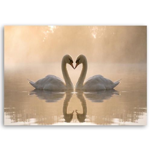 Tableau Deux Cygnes 90 X 60 Cm Beige