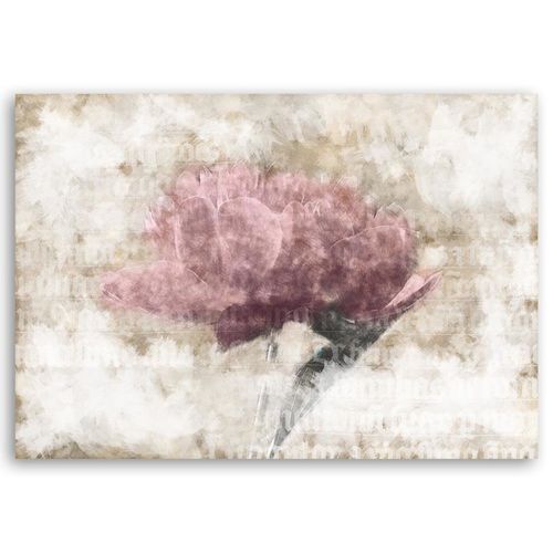 Tableau Fleurs Abstraites De Bois 60 X 40 Cm Rose
