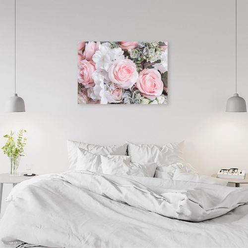 Tableau Fleurs Blanches Et Roses 60 X 40 Cm Rose