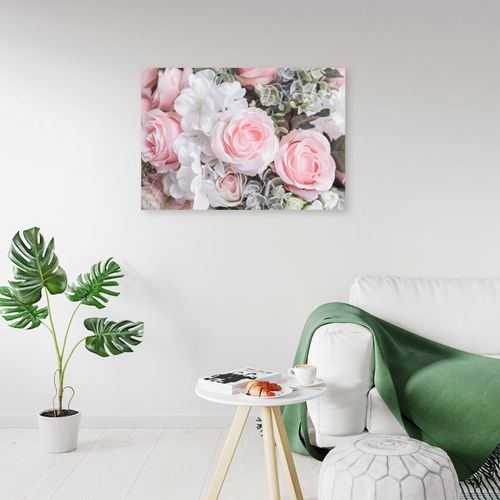Tableau Fleurs Blanches Et Roses 120 X 80 Cm Rose