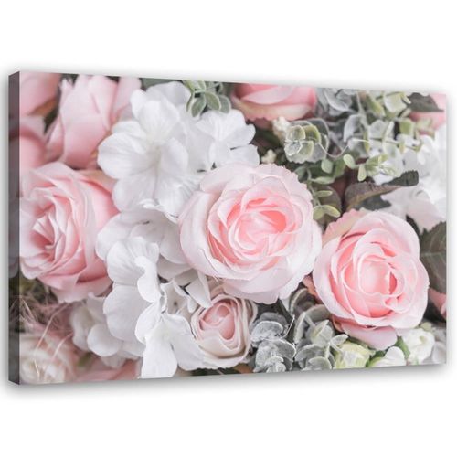 Tableau Fleurs Blanches Et Roses 120 X 80 Cm Rose