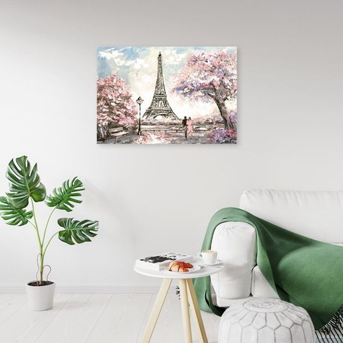 Tableau Bois La Tour Eiffel Au Printemps 60 X 40 Cm Rose