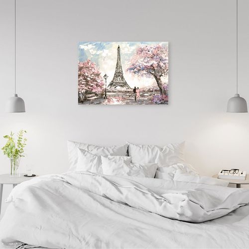 Tableau Bois La Tour Eiffel Au Printemps 120 X 80 Cm Rose