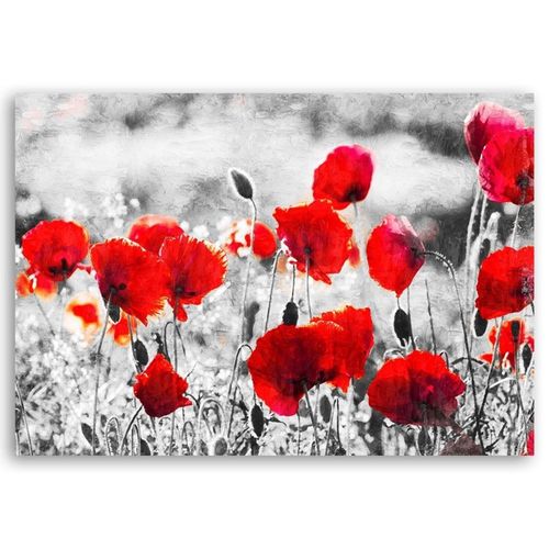 Tableau Coquelicots Rouges 90 X 60 Cm Rouge
