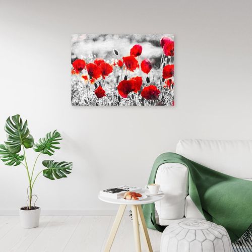 Tableau Coquelicots Rouges 90 X 60 Cm Rouge