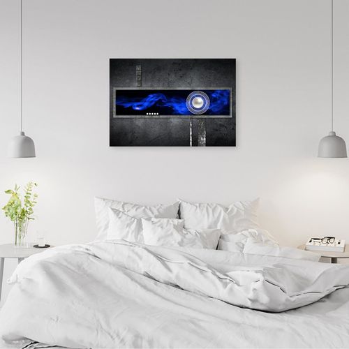 Tableau Bois Abstraction Avec Une Perle 120 X 80 Cm Bleu