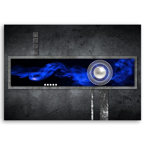 Tableau Bois Abstraction Avec Une Perle 120 X 80 Cm Bleu