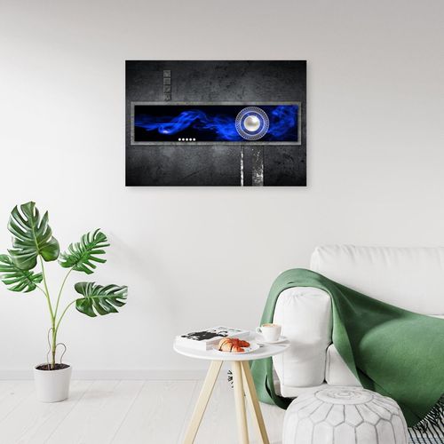 Tableau Bois Abstraction Avec Une Perle 120 X 80 Cm Bleu
