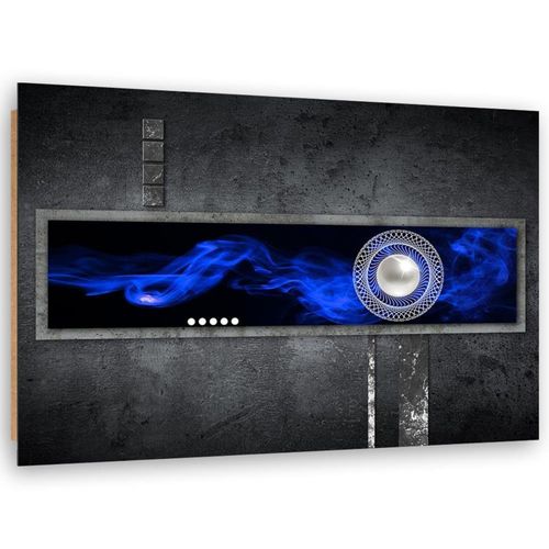 Tableau Bois Abstraction Avec Une Perle 120 X 80 Cm Bleu