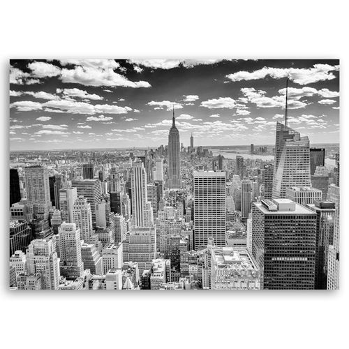 Tableau Ville En Noir Et Blanc 120 X 80 Cm Noir