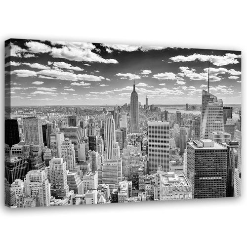 Tableau Ville En Noir Et Blanc 120 X 80 Cm Noir
