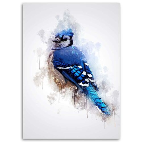 Tableau Oiseau Bleu 40 X 60 Cm Bleu