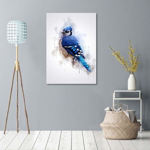 Tableau Oiseau Bleu 70 X 100 Cm Bleu