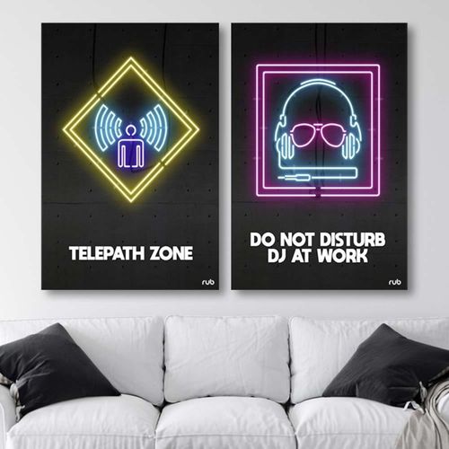 Tableau Enseignes Au Néon Dj 50 X 70 Cm Noir